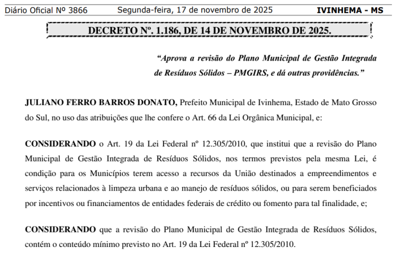 Ivinhema Publica Plano Municipal de Gestão Integrada de Resíduos Sólidos