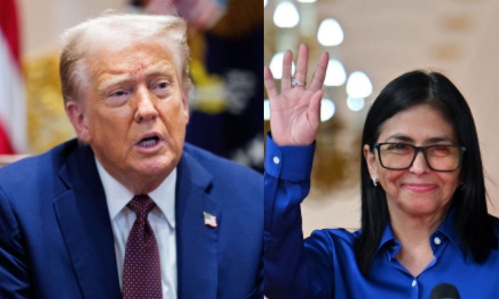 Trump elogia trabalho de Delcy e menciona movimentações de petroleiras na Venezuela