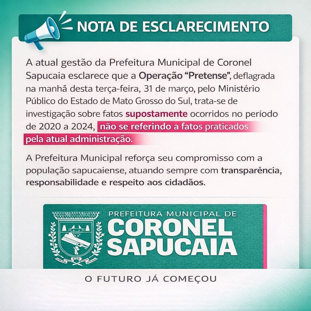 Coronel Sapucaia esclarece sobre a Operação Pretense e reforça compromisso com a transparência