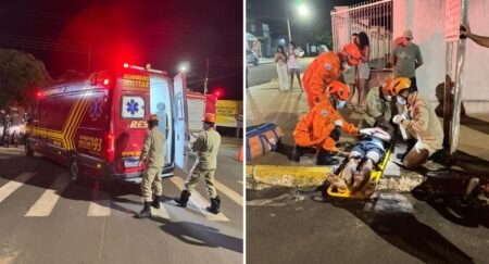 Acidente entre motocicleta e caminhonete deixa condutor ferido em Nova Andradina