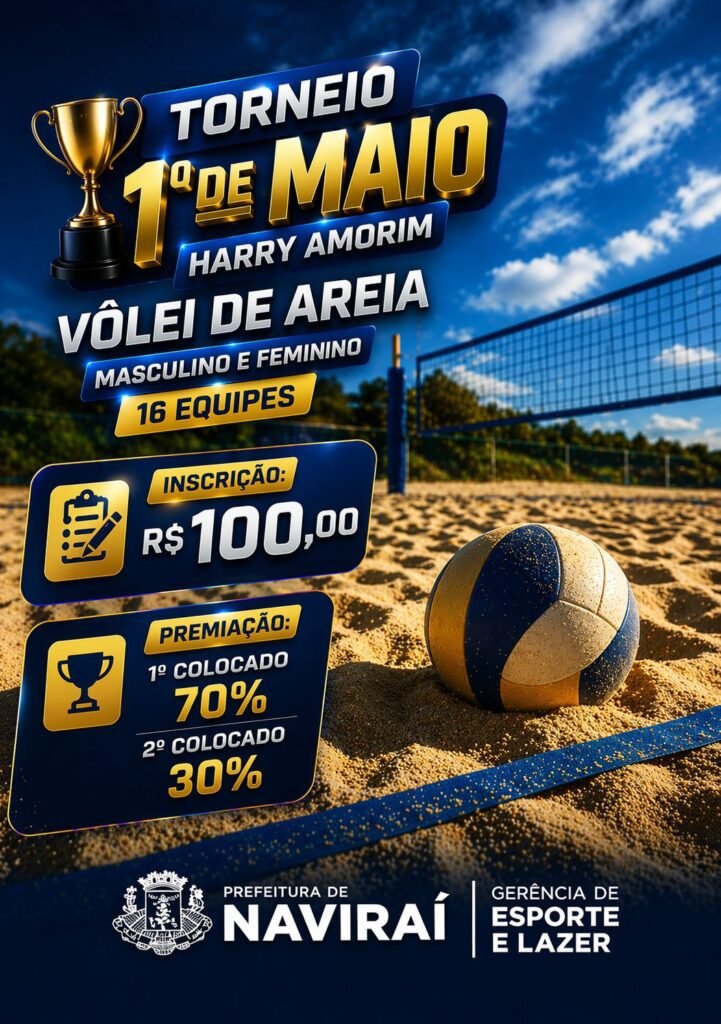 Torneios de vôlei de areia e futebol suíço acontecem em Naviraí no feriado de 1º de Maio