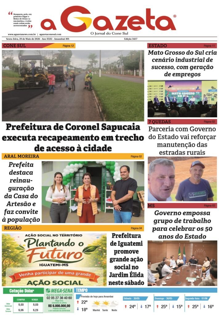 Oportunidades de Emprego e Ações Comunitárias em Amambai na Edição de 29 de Maio de 2026