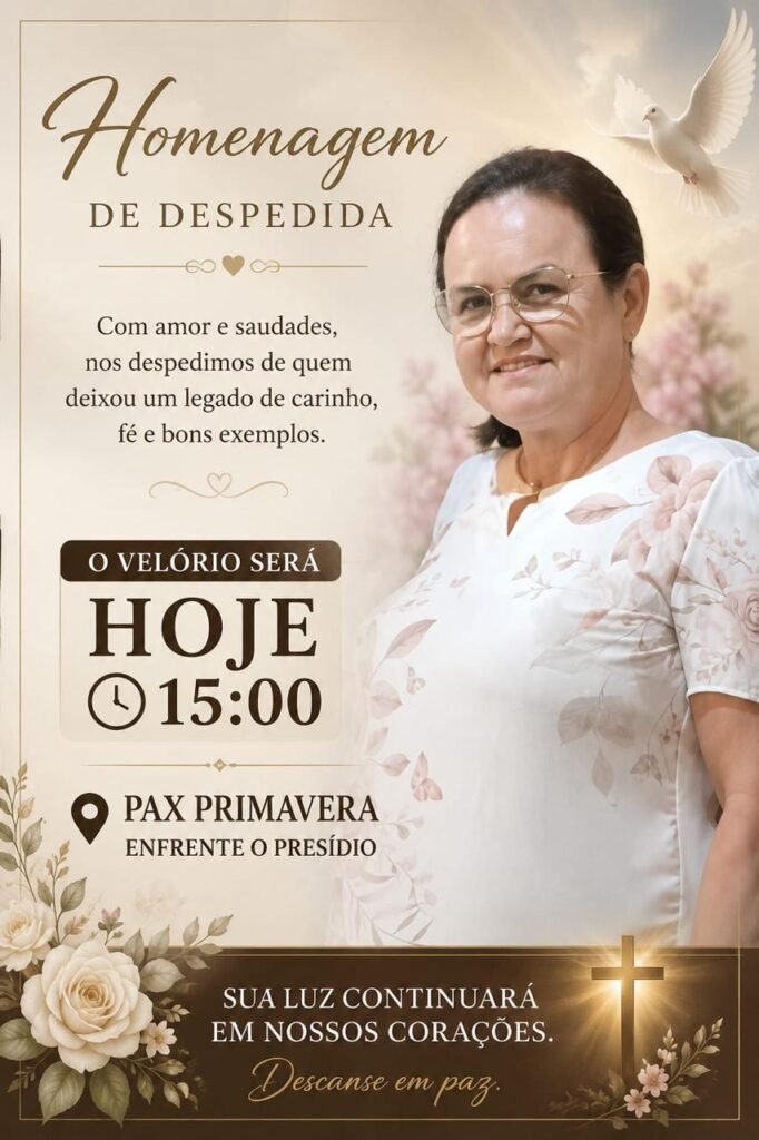 Falecimento de Aparecida Maria Medeiros dos Santos é comunicado à comunidade