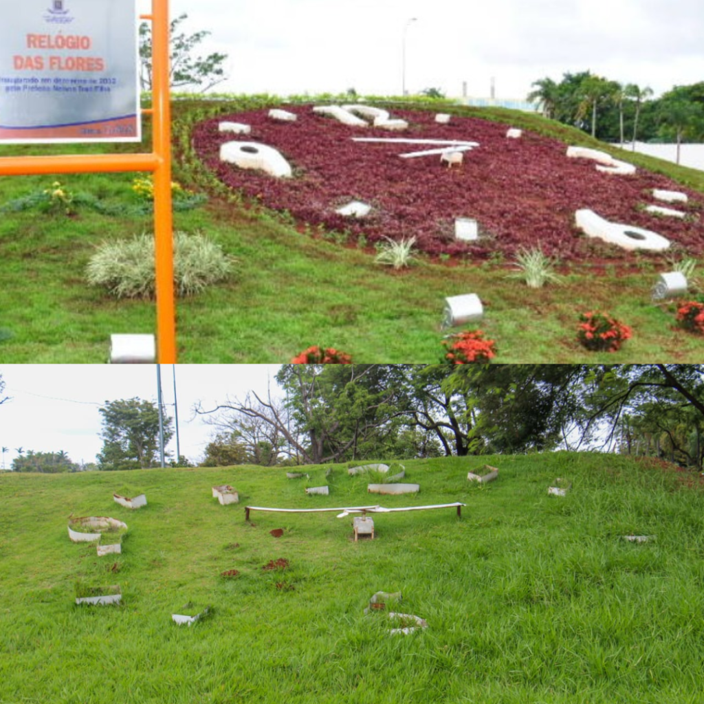 Abandono do Relógio das Flores em Campo Grande causa preocupação entre moradores