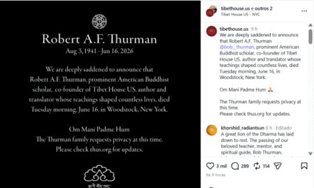 Falece Robert Thurman, monge budista e pai da atriz uma Thurman