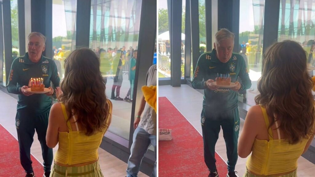 Aniversário de Ancelotti é comemorado em treino da Seleção Brasileira