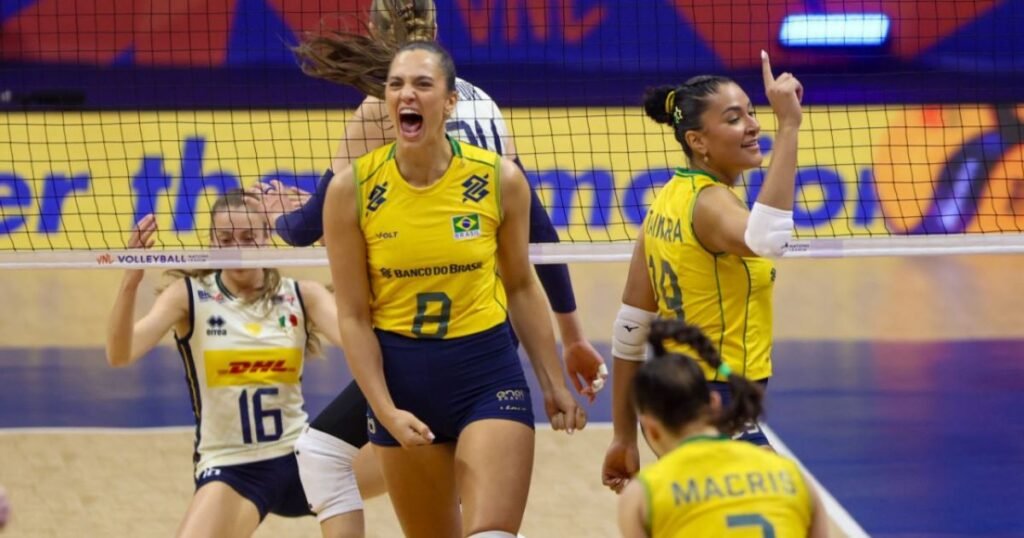 Brasil supera China e mantém invencibilidade na VNL com vitória por 3 a 1