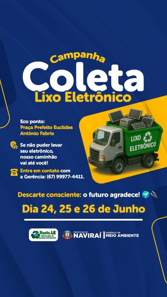 Naviraí promove campanha de descarte de lixo eletrônico com ecoponto e coleta domiciliar