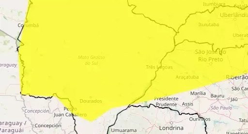 Alerta de baixa umidade do ar afeta Nova Andradina e mais 69 cidades em MS