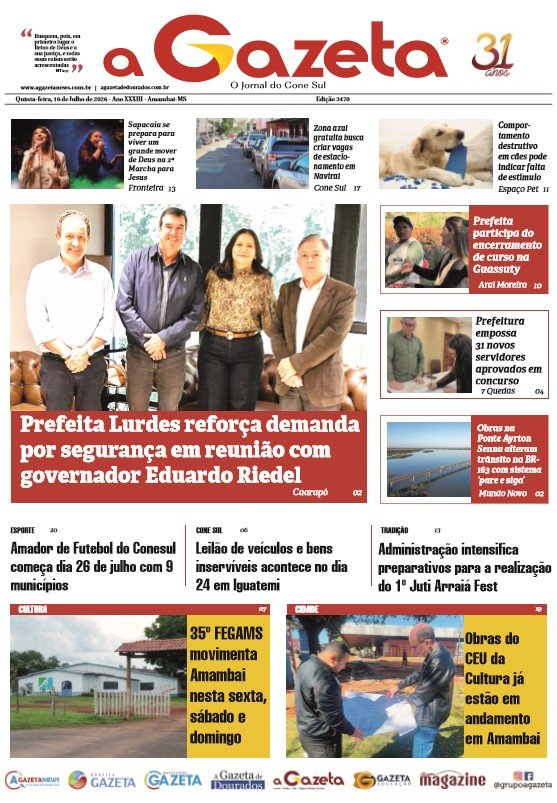 Destaques do Jornal a Gazeta de 16 de julho de 2026