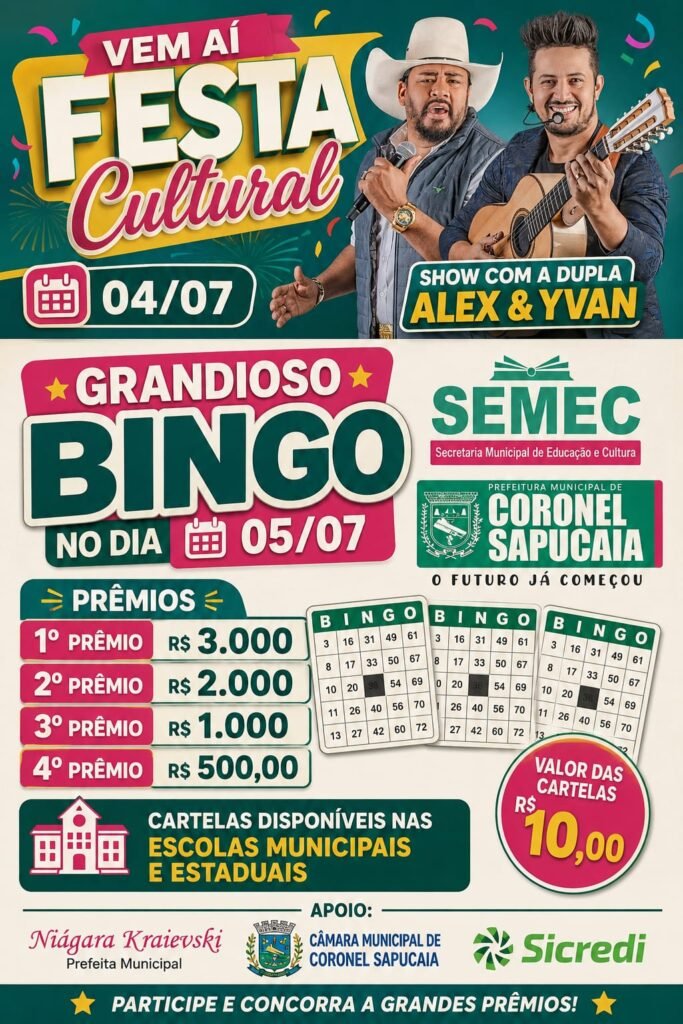 Festa Cultural em Coronel Sapucaia promete diversão e premiações neste fim de semana
