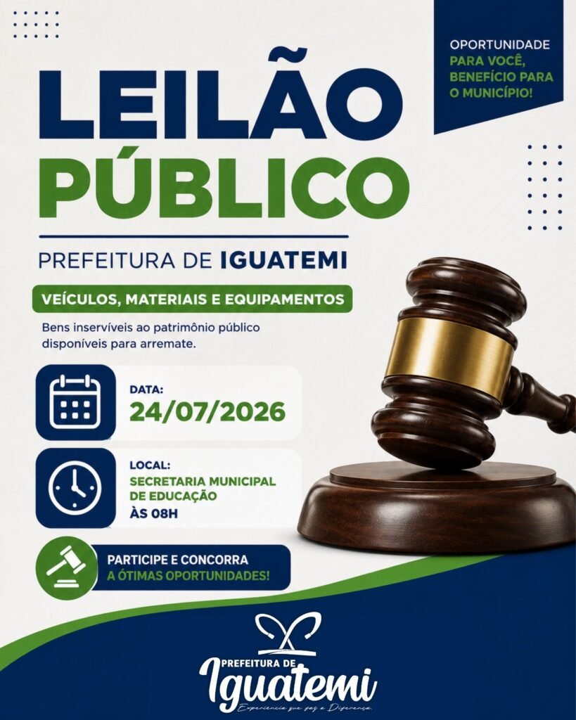 Iguatemi realiza leilão de veículos e bens inservíveis em julho