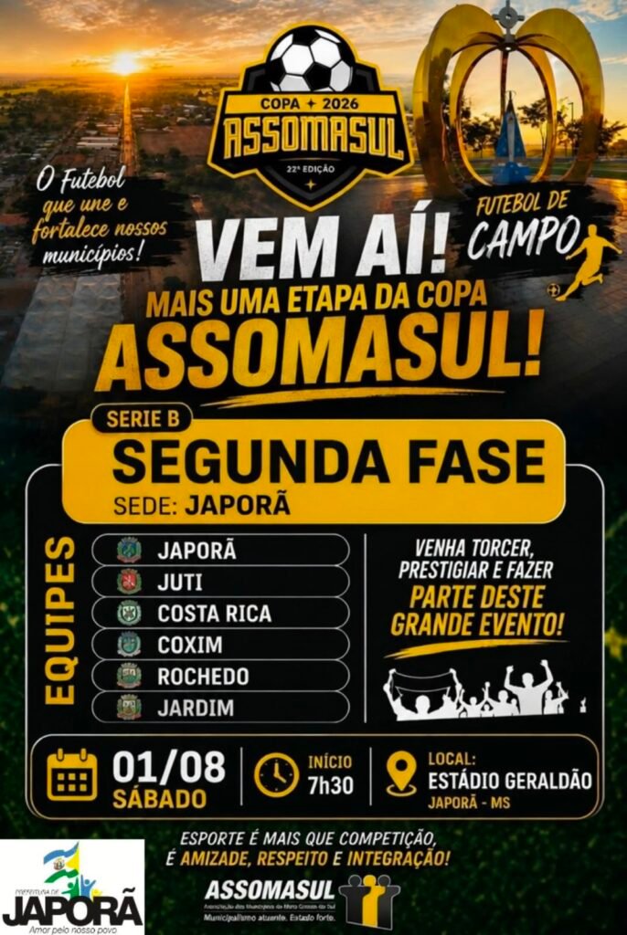 Japorã recebe 4ª rodada da 2ª fase da Copa Assomasul neste sábado