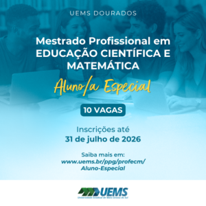 Inscrições abertas para Mestrado em Educação Científica na UEMS