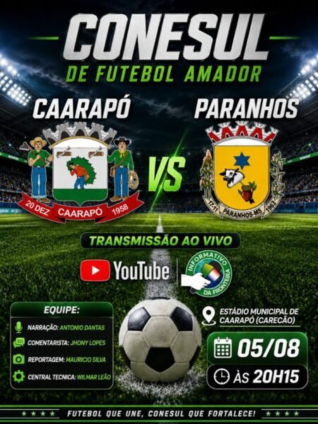 Caarapó e Paranhos se enfrentam no Conesul de Futebol 2026