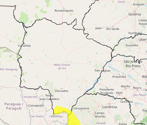 Alerta de tempestades com risco de granizo atinge nove cidades de MS