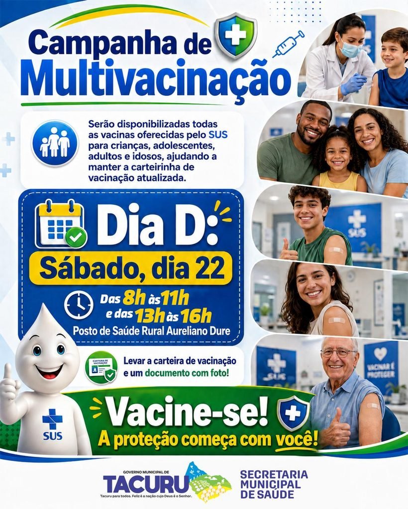 Dia D de vacinação acontece em Tacuru neste sábado